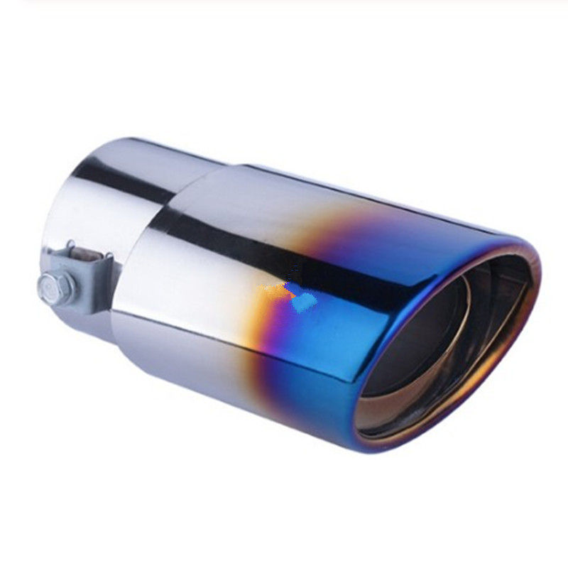 Tail Throat Exhaust Pipe Baked Blue Stainless Steel Universal Car Decoration Modification Sound Eliminator Accessories