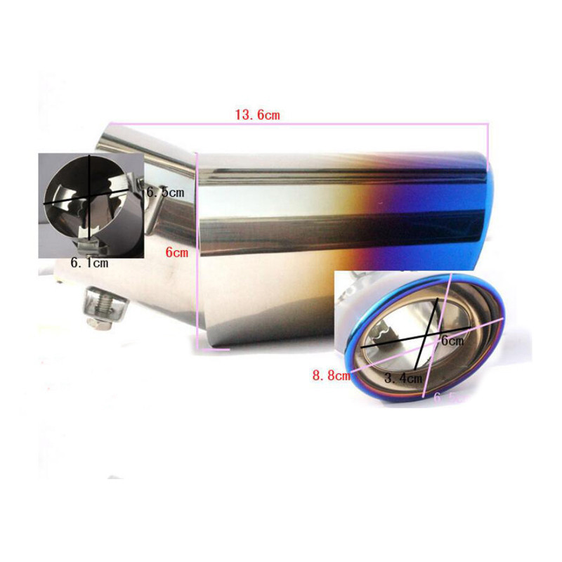 Tail Throat Exhaust Pipe Baked Blue Stainless Steel Universal Car Decoration Modification Sound Eliminator Accessories