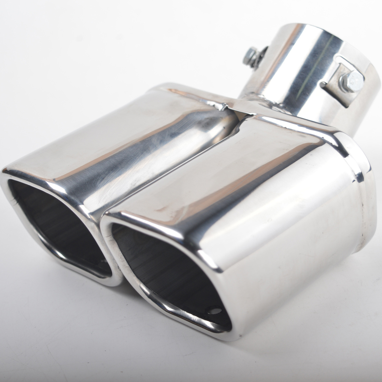 New Square Mouth Large Double Row Elbow Car Exhaust Pipe Thick Stainless Steel OneTwo Exhaust Pipe Tail Cover