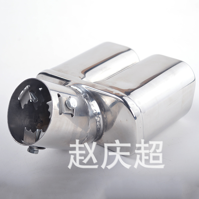 New Square Mouth Large Double Row Elbow Car Exhaust Pipe Thick Stainless Steel OneTwo Exhaust Pipe Tail Cover
