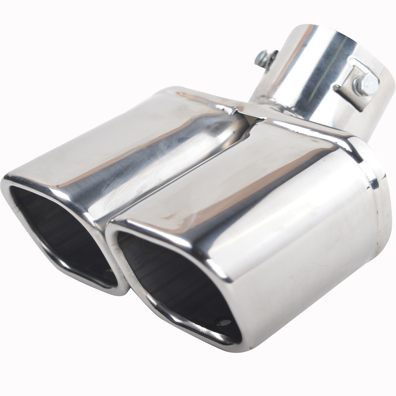 New Square Mouth Large Double Row Elbow Car Exhaust Pipe Thick Stainless Steel OneTwo Exhaust Pipe Tail Cover
