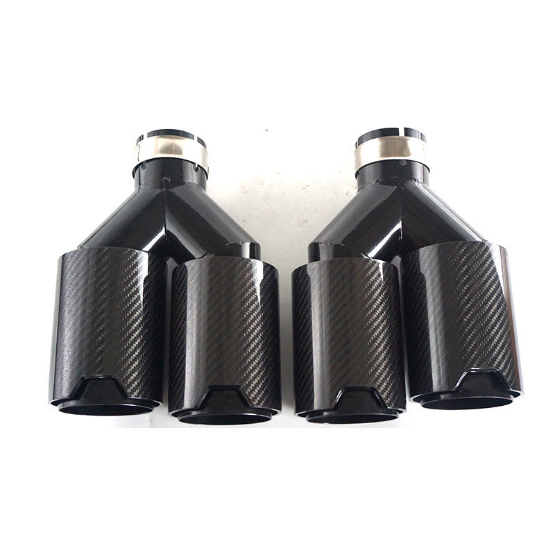 Suitable for BMW Modified Car Exhaust Pipe Double out Four out All Black One out of Two Carbon Fiber Tail Throat