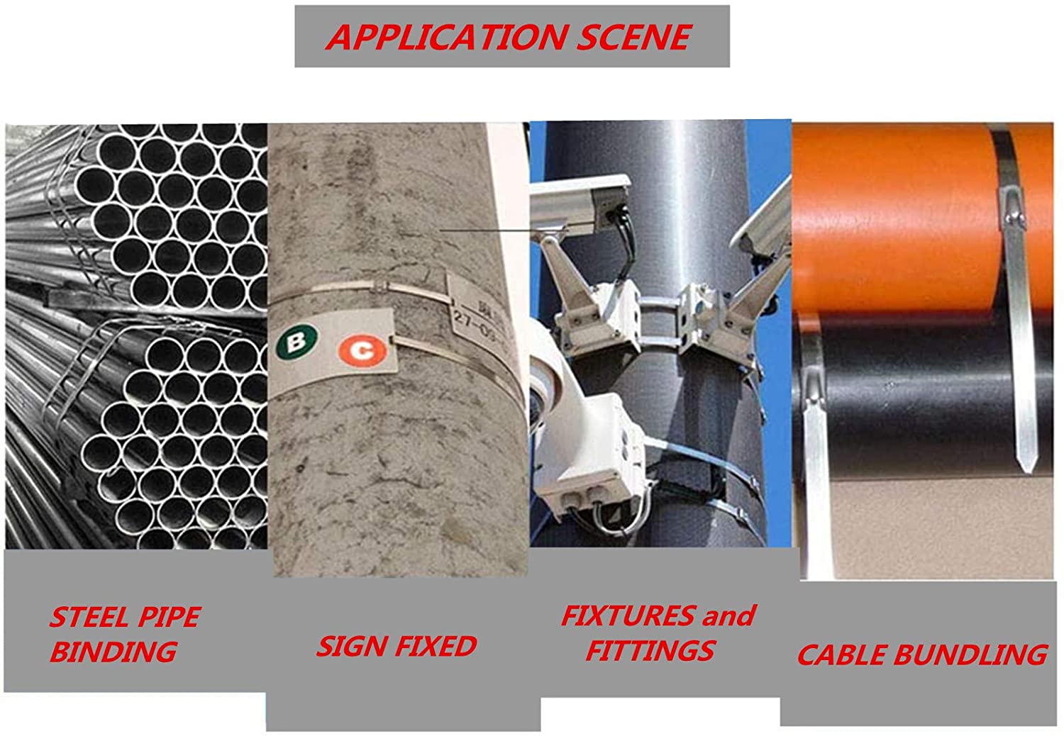 Stainless Steel Ribbon 7.9-Inch about 19.2cm Heavy-Duty Multi-Purpose Metal Exhaust Twine Grip, Applicable
