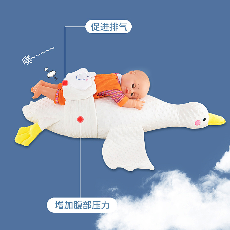 Toys with Face down Baby&#039;s Throw Pillow Newborn Beanie Blanket Sleeping Comfort Pillow Big White Geese Exhaust Pillow