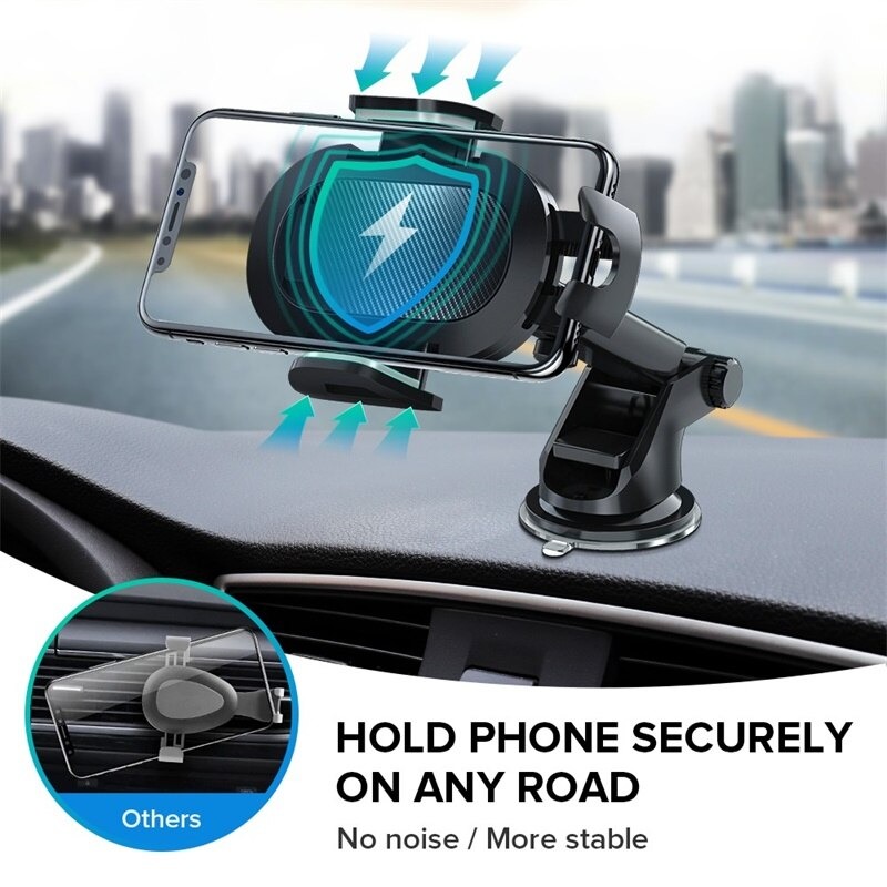 Car non-GPS mobile phone holder with bracket suction and exhaust clip attachment