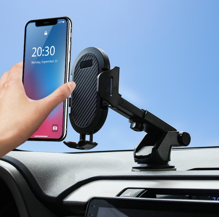 Car non-GPS mobile phone holder with bracket suction and exhaust clip attachment