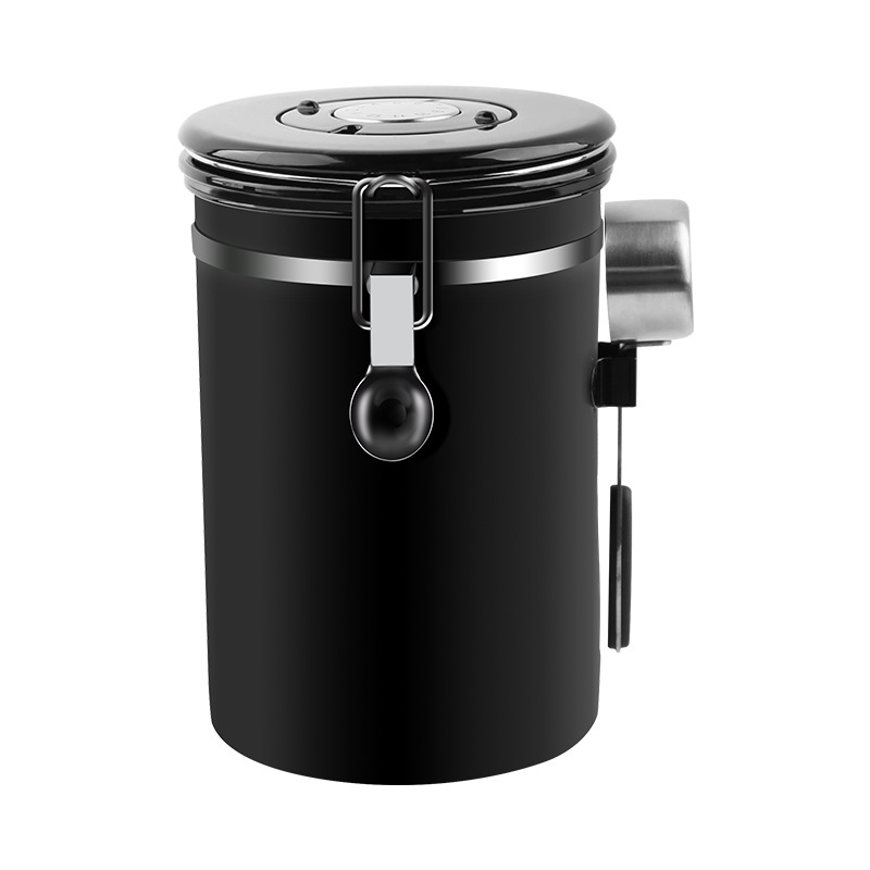 304 Stainless Steel Exhaust Sealed Tank with Steel Spoon Kitchen Storage Jar Coffee Bean Sealed Tank 500G/750G