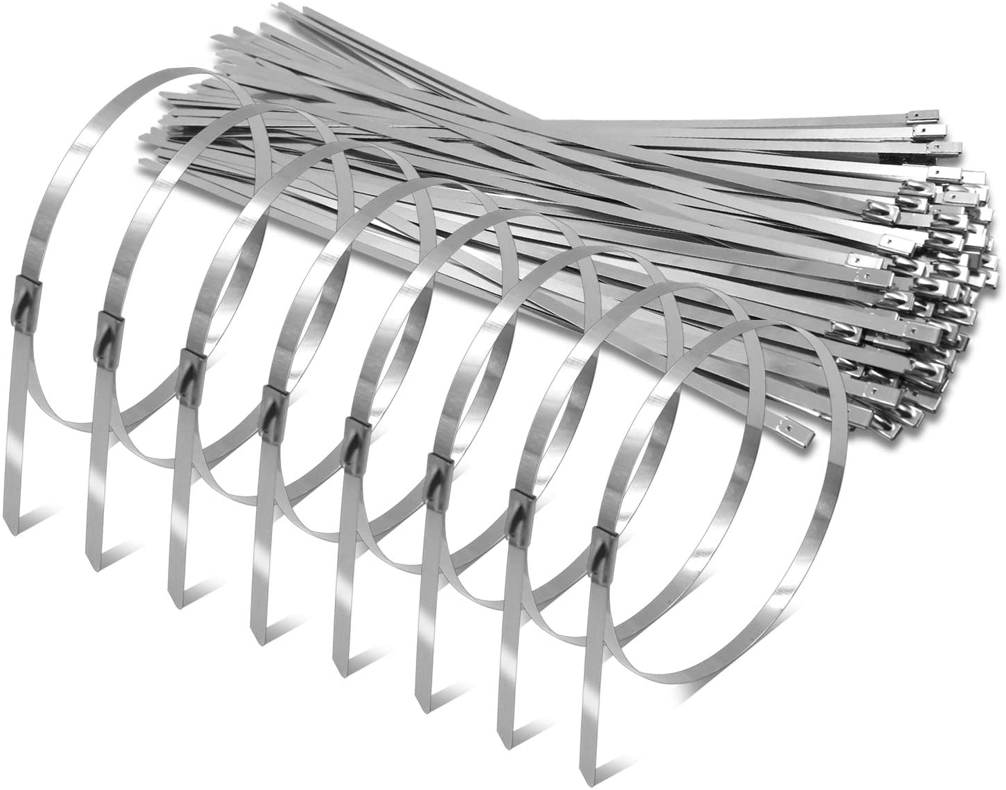 Metal Cable Zip Ties 11.8-Inch 304 Multi-Functional Heavy-Duty Self-Locking Cable Ties for Smoke Exhausting Cover