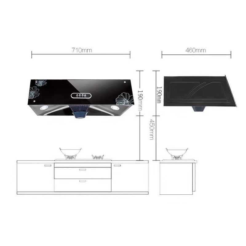 Domestic Small and MediumSized Wall Top Suction Hood Kitchen UltraThin Builtin Extractor Hoods Single Exhaust OEM