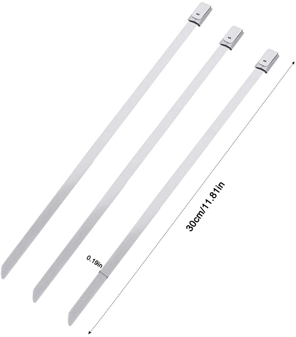 4.6*300mm High Quality Stainless Steel Ribbon Ss304 Stainless Steel Exhaust Package Coated Locking Cable Zipper