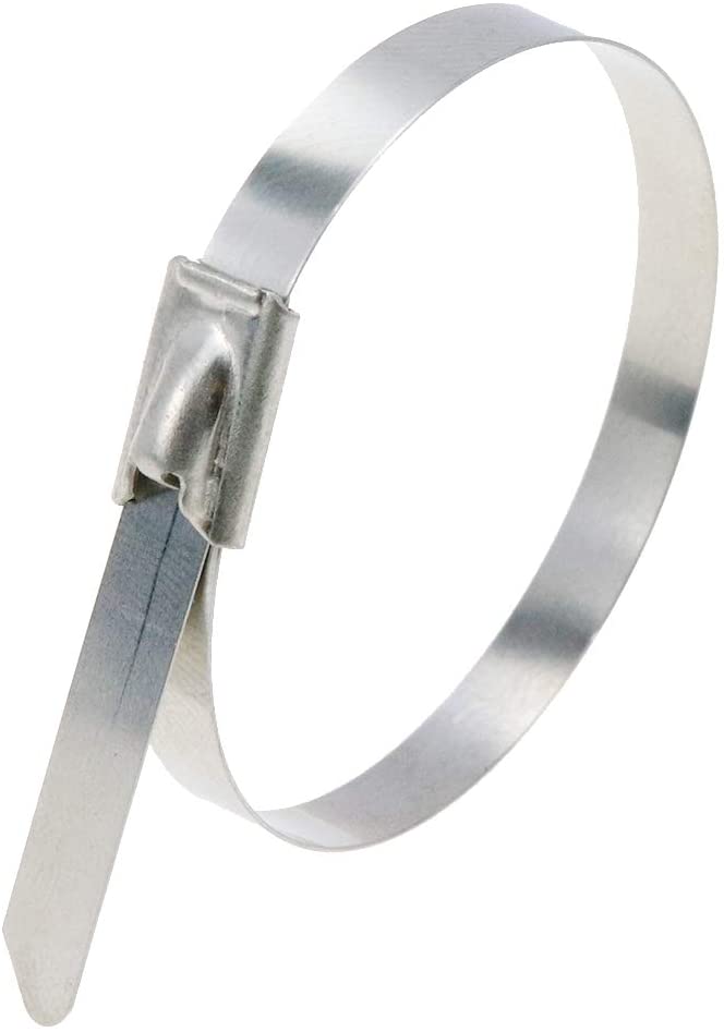 Stainless Steel Ribbon 7.9-Inch Heavy-Duty Self-Locking Cable Ties, Multi-Purpose Metal Exhaust Twine Grip,