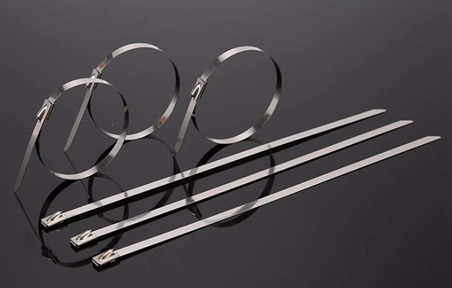 Heavy-Duty Self-Locking Cable Zip Ties Stainless Steel Cable Zip Ties Exhaust Wrap Coating Locking Stainless Steel