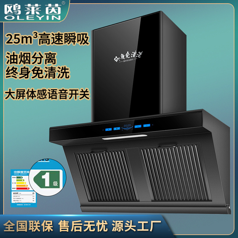 Household Range Hood Large Suction Fume Separation Side-Suction Type Exhaust Hood European-Style Body Touch Range Hood