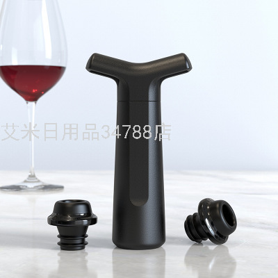 KLT-KVS-20 One Pump Two Plug ABS Plastic Wine Stopper Red Wine Vacuum Air Exhaust Cylinder Suction Pump Wine Stopper