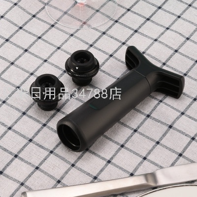 KLT-KVS-20 One Pump Two Plug ABS Plastic Wine Stopper Red Wine Vacuum Air Exhaust Cylinder Suction Pump Wine Stopper