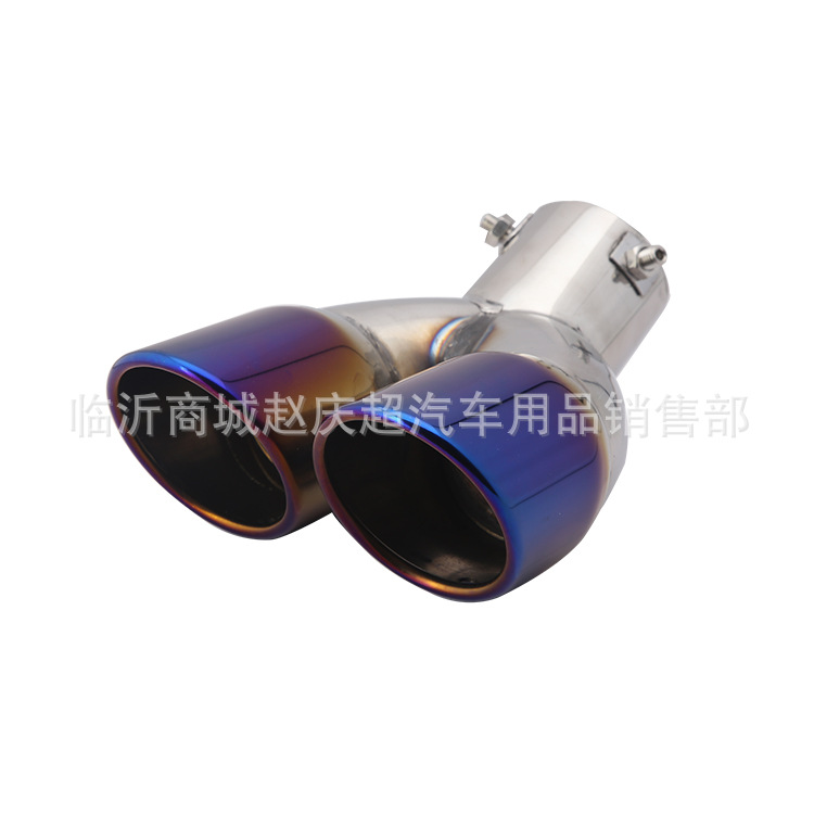 Factory Wholesale Sales 63mm Large Double Row Curved Baking Blue Silencer Tail Pipe Exhaust Pipe for Cars