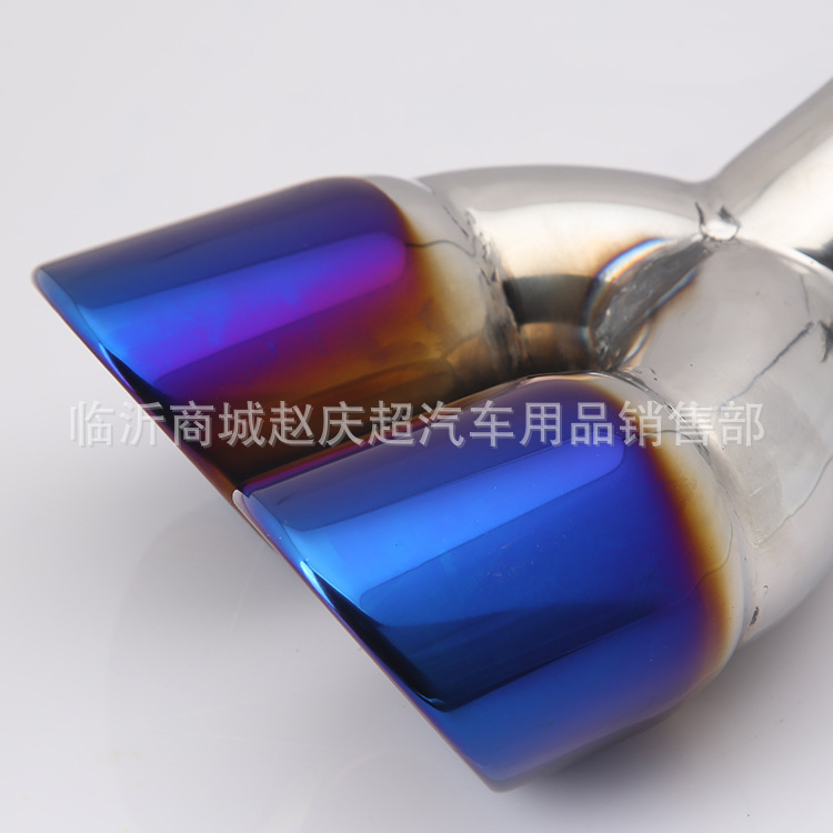 Factory Wholesale Sales 63mm Large Double Row Curved Baking Blue Silencer Tail Pipe Exhaust Pipe for Cars