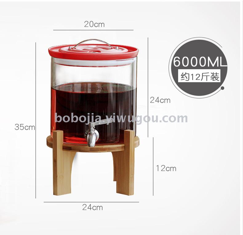 Borosilicate Fruit Fermentation Barrel Wine Fermentation Jar Automatic Exhaust Medicine Fermentation Tank with Faucet Borosilicate Heat-Resistant Glass