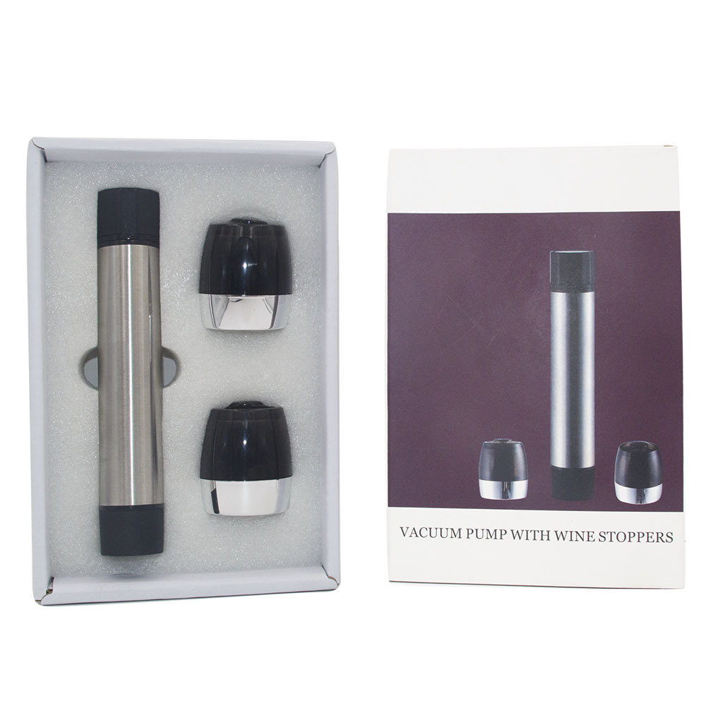 Red Wine Vacuum Stopper One Pump Two Plug Set Stainless Steel Vacuum Air Exhaust Cylinder Red Wine Vacuum Wine Bottle Stopper Set