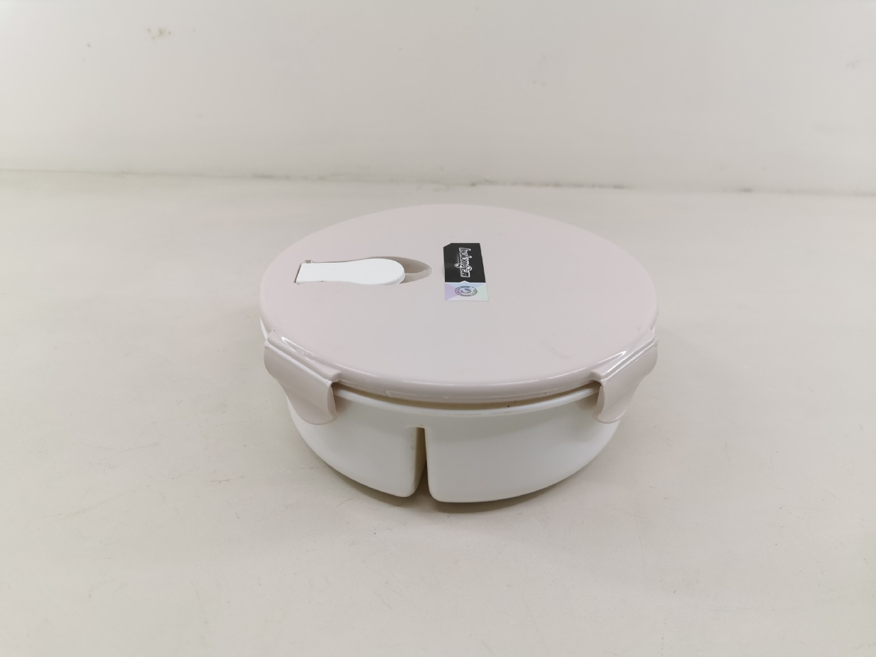 H01-1216 round Lunch Box Three Grid Single Layer Plastic Lunch Box with Exhaust Hole Microwaveable Use