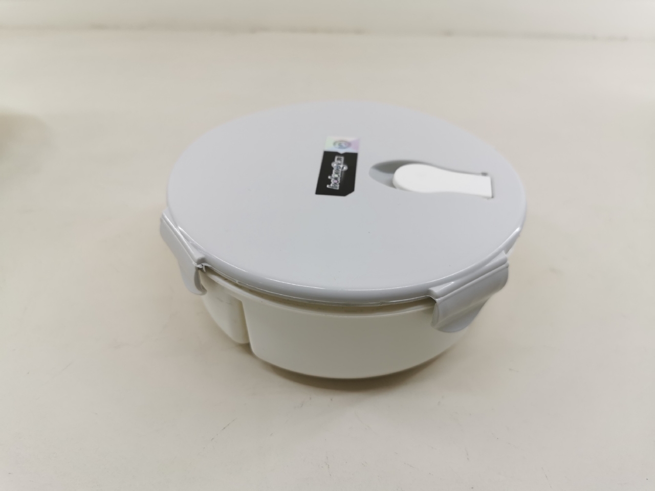 H01-1216 round Lunch Box Three Grid Single Layer Plastic Lunch Box with Exhaust Hole Microwaveable Use