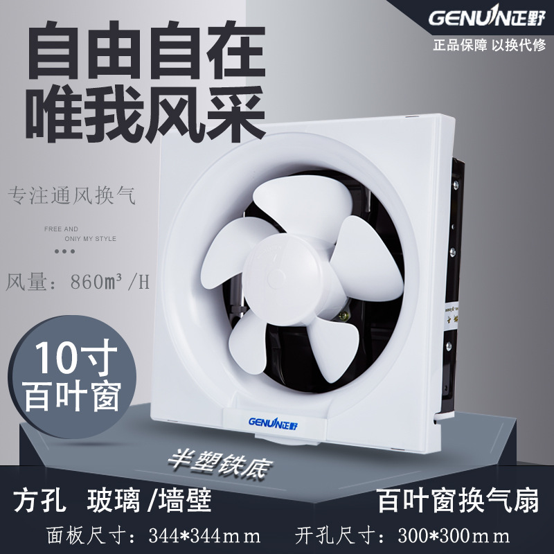 Zhengye Exhaust Fan 10-Inch Louver Bathroom Ventilator Kitchen Wall-Mounted Exhaust Fan Apb25a1