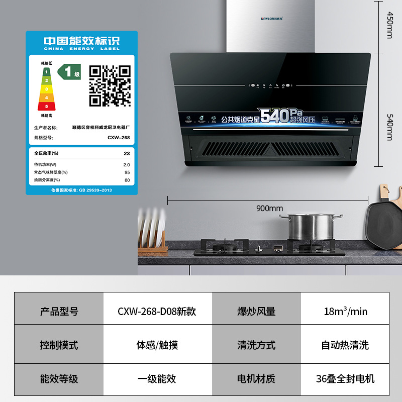 In Stock Wholesale Public Flue Kaxing Range Hood Side Suction Large Suction Hot Shower Household Exhaust Hood