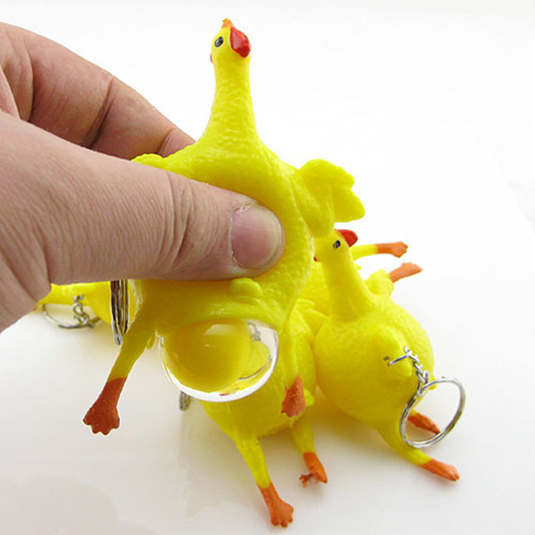 Creative Toys Funny Drain Chicken Keychain Squeeze Laying Hen Spoof Laying Hen Exhaust Pressure Relief Trimming Factory Direct Sales