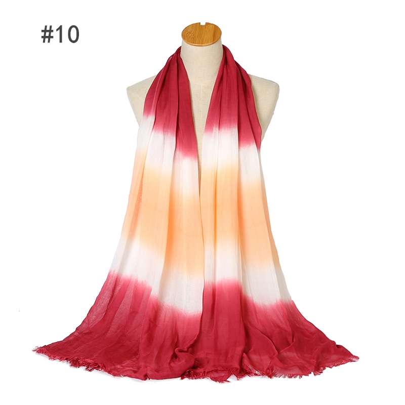 New hand-dye viscose tassles Soft scarf lady wraps Islamic bandana Muslim hijab Long muffler 