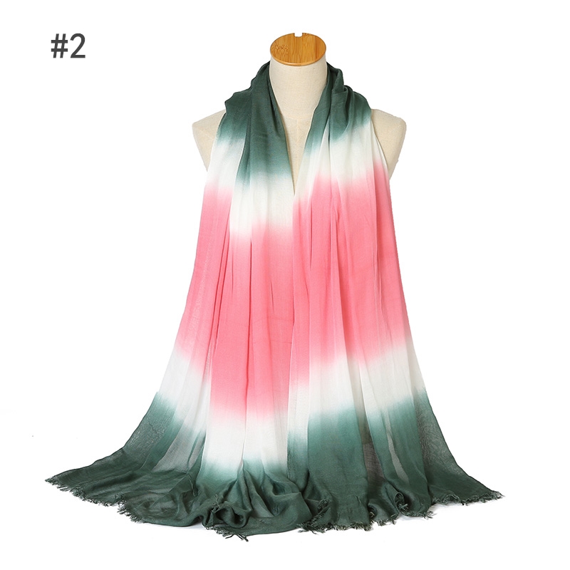 New hand-dye viscose tassles Soft scarf lady wraps Islamic bandana Muslim hijab Long muffler 