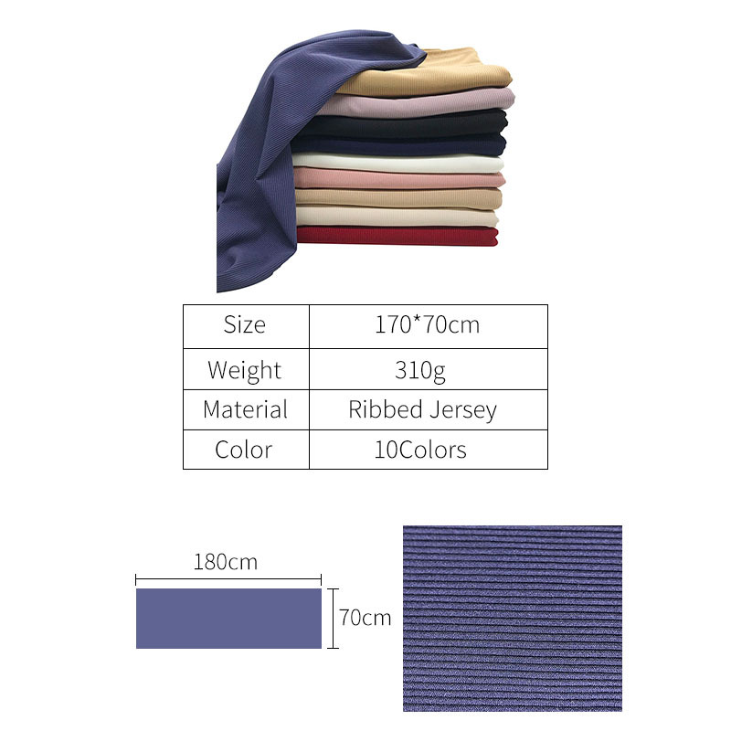 Bandana women muffler solid scarf Hi-Q basic Malaysia muslim headscarf Stretch ribbed jersey Islamic breathable hijab