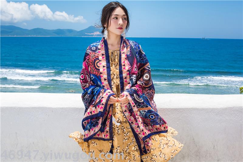 Changeable sun protection shawl scarf muffler multi-function gauze beach towel.