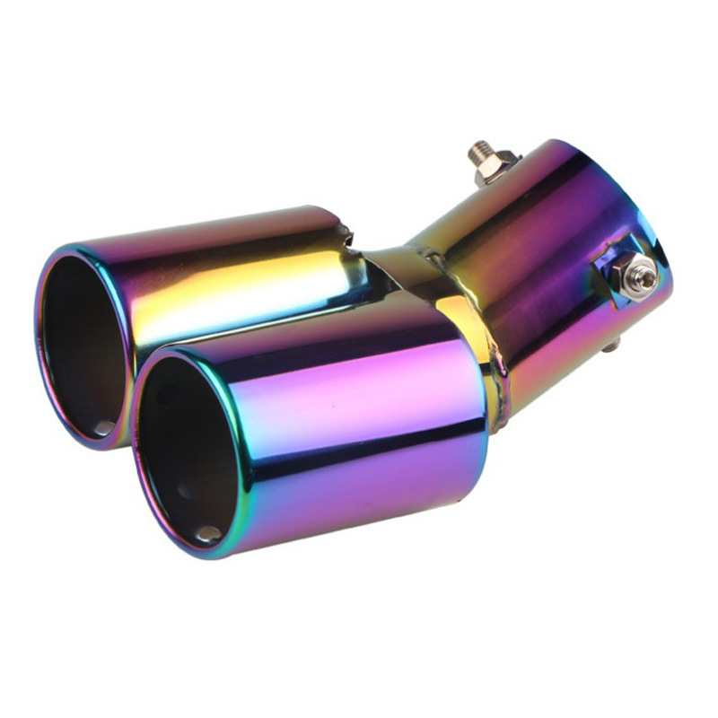 Color Double Outlet Exhaust Pipe Muffler Double Outlet Exhaust Pipe Tail Throat One out of Two Universal Double Tube