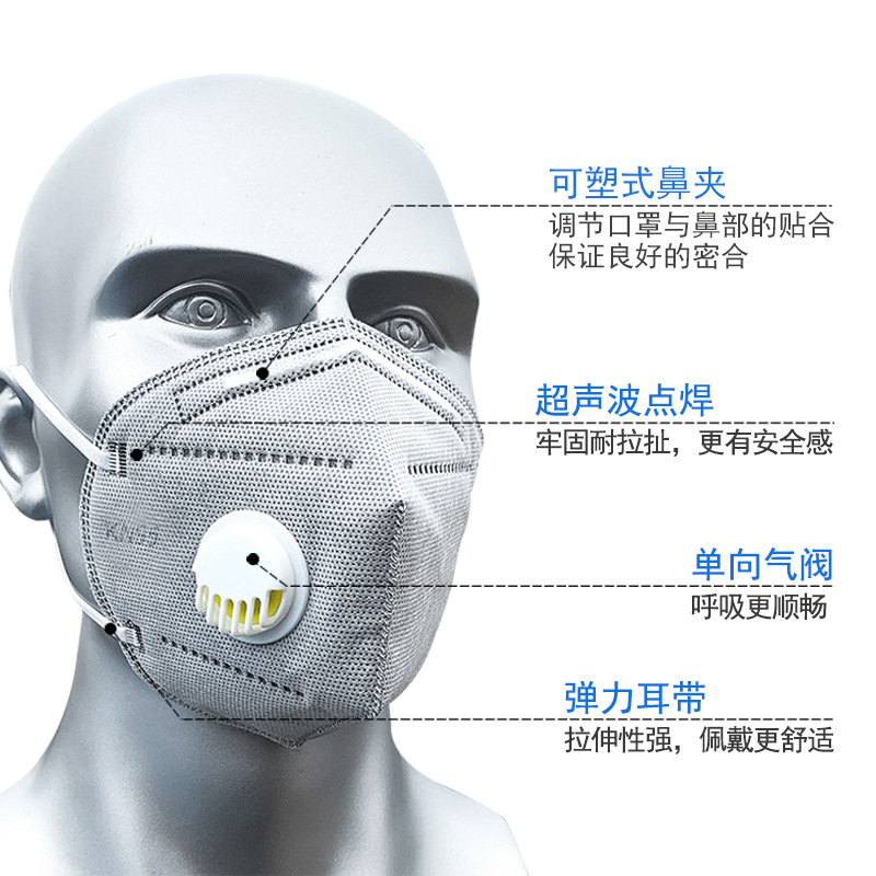 Wankang KN95 Mask Activated Carbon with Breather Valve Industrial Dust-Proof Anti-Haze Breathable N95 Mask Independent