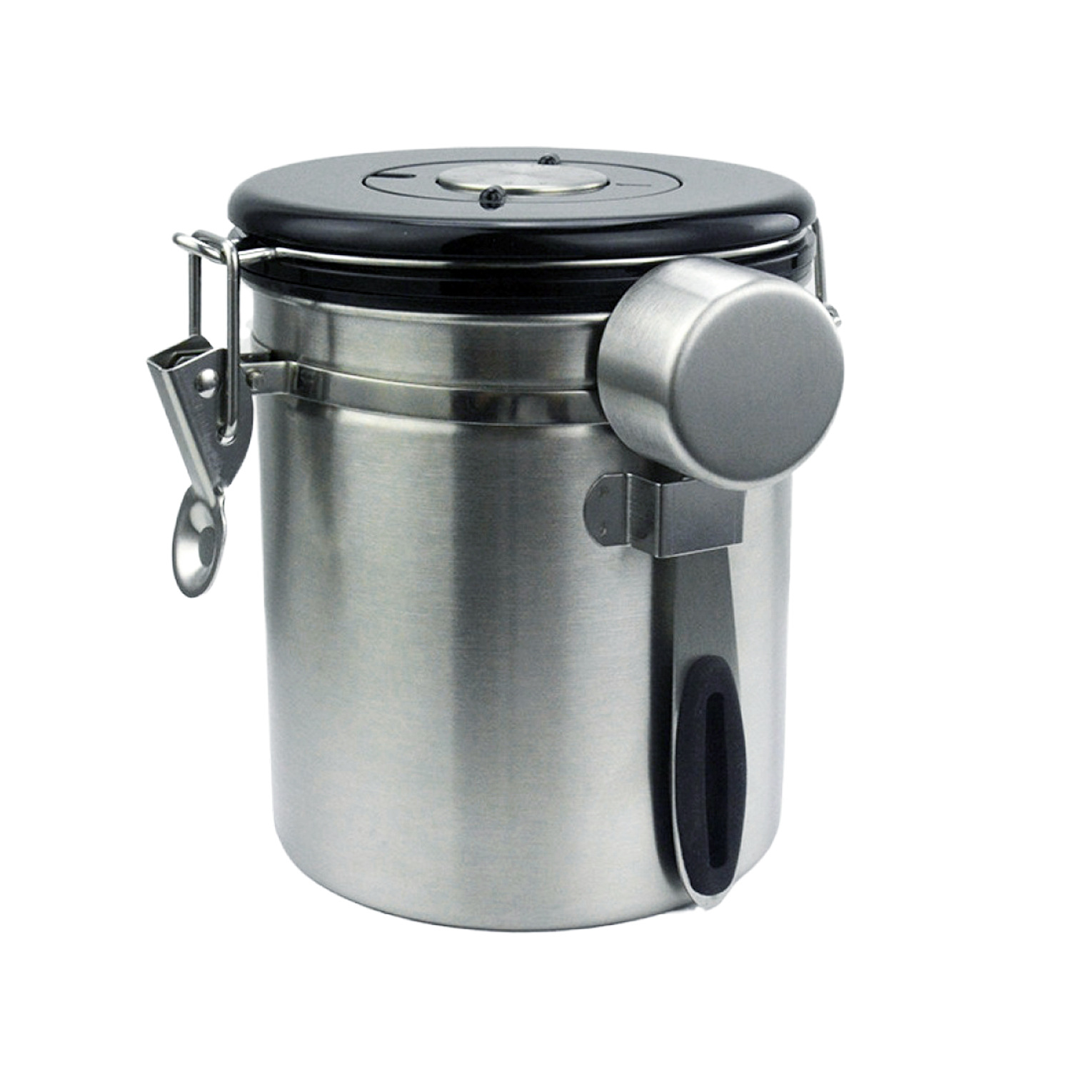 Coffee Bean Sealed Jar 304 Stainless Steel Exhaust Valve Sealed Storage Jar with Spoon Dried Fruit Fresh-Keeping Jar Coffee Pot