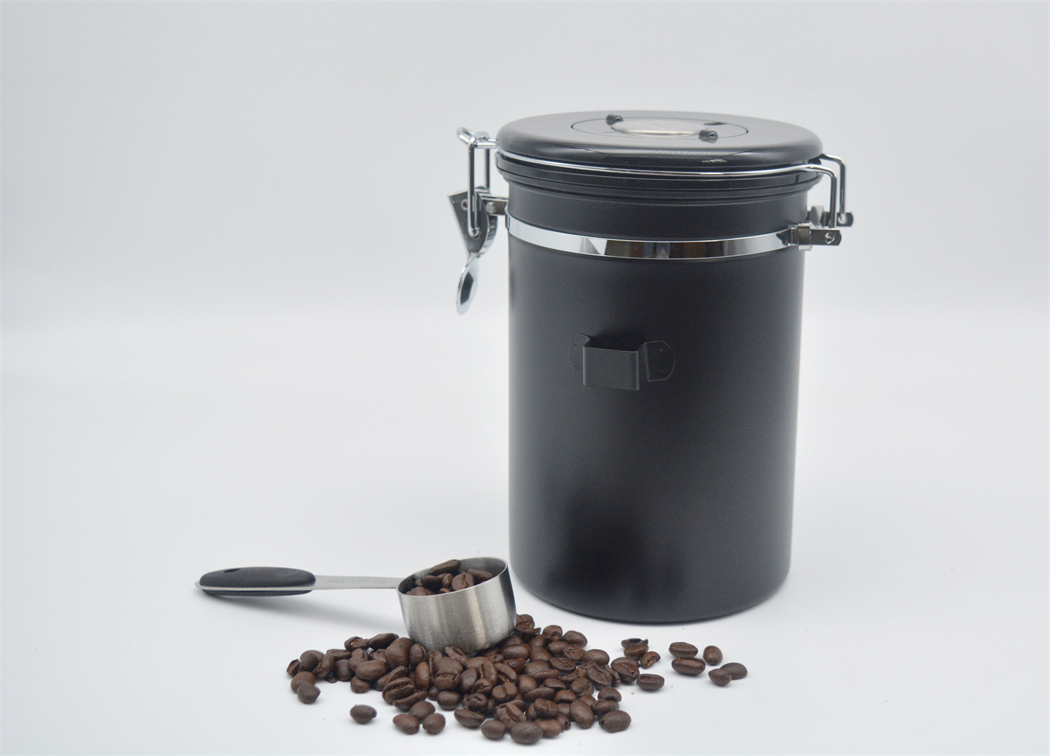 Coffee Bean Sealed Jar 304 Stainless Steel Exhaust Valve Sealed Storage Jar with Spoon Dried Fruit Fresh-Keeping Jar Coffee Pot