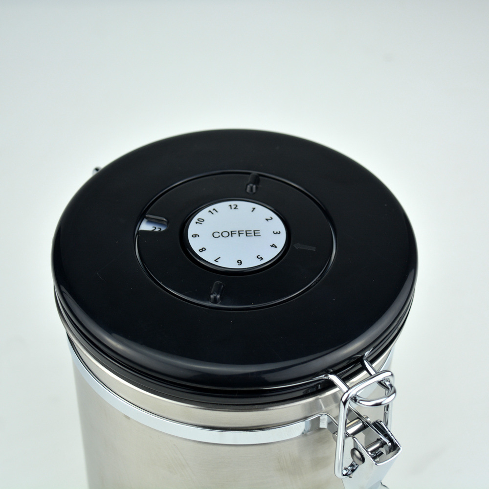 Coffee Bean Sealed Jar 304 Stainless Steel Exhaust Valve Sealed Storage Jar with Spoon Dried Fruit Fresh-Keeping Jar Coffee Pot