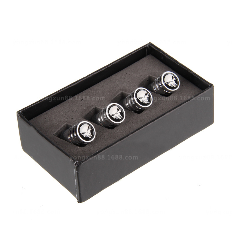 Cross-Border Hot Long Teeth Avengers Skull Car Inflating Valve Universal Tire Air Nozzle Cover with Standard