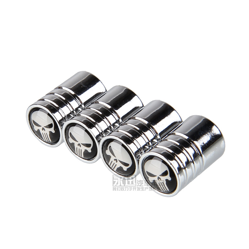 Cross-Border Hot Long Teeth Avengers Skull Car Inflating Valve Universal Tire Air Nozzle Cover with Standard