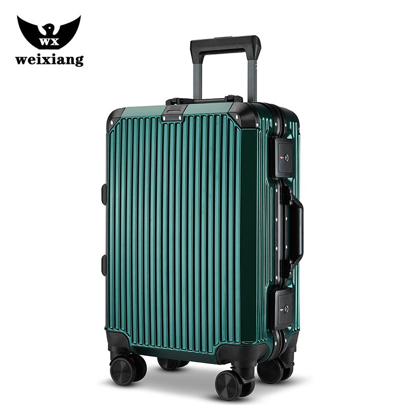 Luggage Manufacturer 20-Inch Groove Aluminium Frame Luggage Luggage Women&#039;s Suitcase Universal Wheel Boarding Gift Password Suitcase