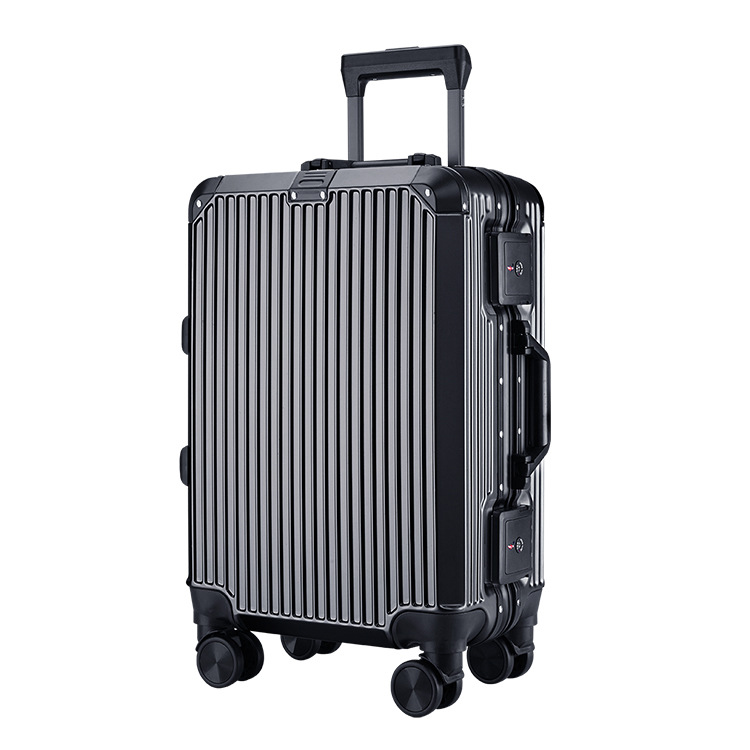Luggage Manufacturer 20-Inch Groove Aluminium Frame Luggage Luggage Women&#039;s Suitcase Universal Wheel Boarding Gift Password Suitcase
