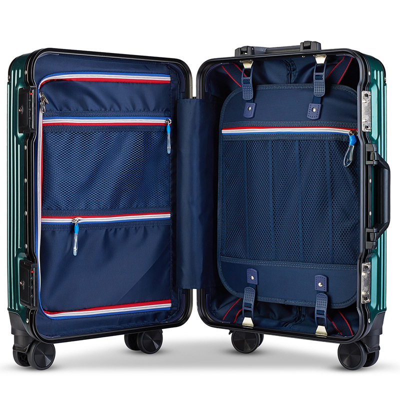 Luggage Manufacturer 20-Inch Groove Aluminium Frame Luggage Luggage Women&#039;s Suitcase Universal Wheel Boarding Gift Password Suitcase