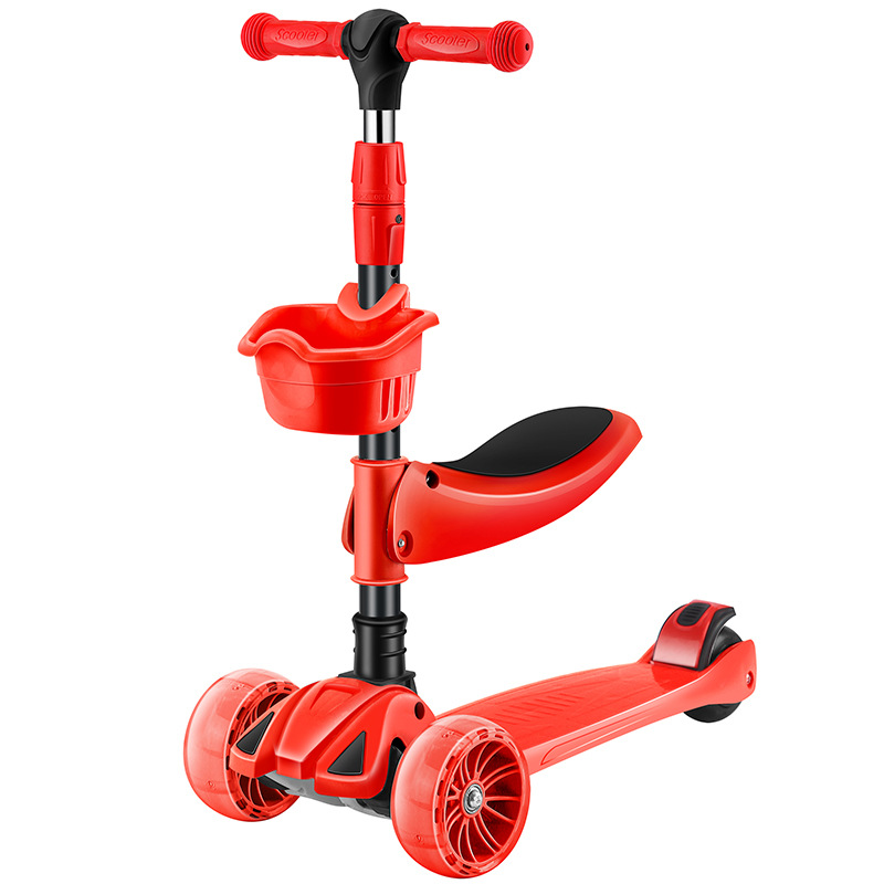 New Children&#039;s Scooter Three-Wheel Flash Three-in-One Baby Luge Kids Balance Bike Kids Scooter Scooter