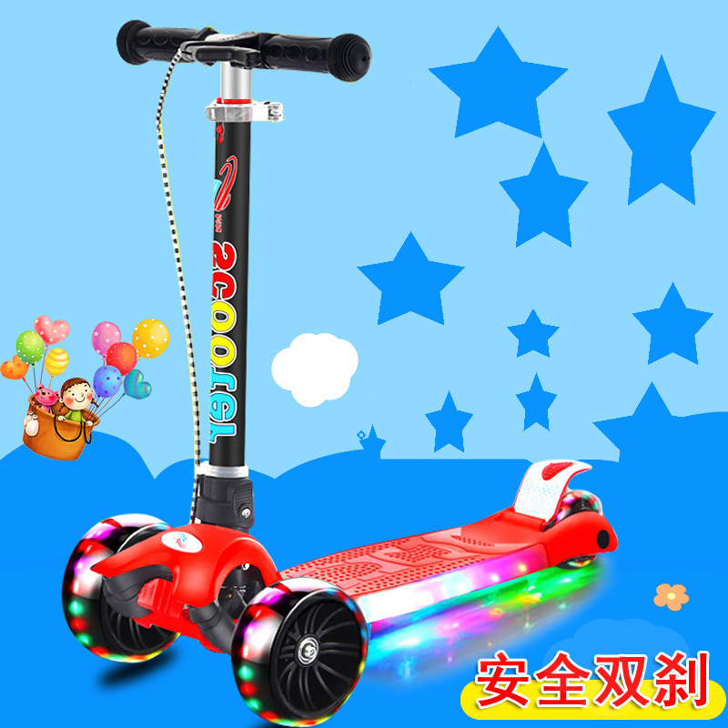 Children&#039;s Scooter 3-4-6-9 Years Old Boys and Girls Luge Four-Wheel Baby Scooter Folding Scooter