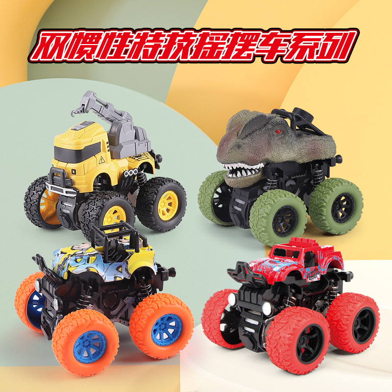 Inertia Toy off-Road Vehicle Dinosaur Tilting Graffiti Children&#039;s Stall Night Market Stunt Four-Wheel Drive Car Cross-Border Engineering Vehicle