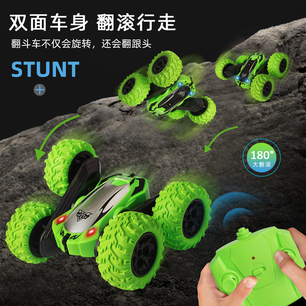 Dump remote-controlled charging fall-resistant children&#039;s toys two-sided acrobat rollover four-wheel-drive OFF-road vehicle manufacturers direct