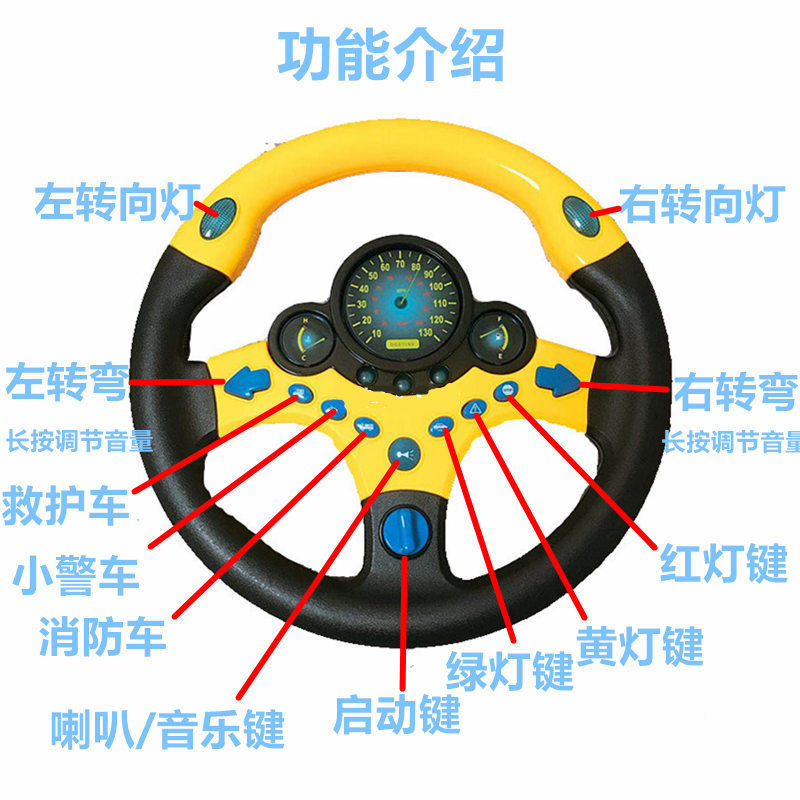 Tiktok Same Simulation Adorable Rabbit Steering Wheel with Base Light Music Multi-Function Simulation Co-Pilot Steering Wheel