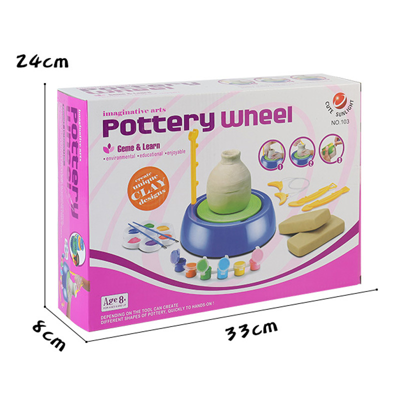 Children&#039;s Potter&#039;s Wheel Electric Toys Drawing Blank Pottery Clay Machine Pottery Workshop Tools Parent-Child Toys Qizhi DIY Toys