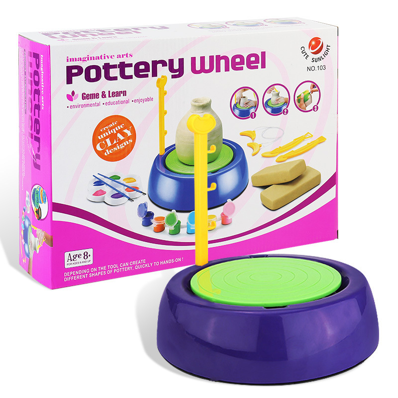 Children&#039;s Potter&#039;s Wheel Electric Toy Pottery Machine Pottery Workshop Tools Parent-Child Toys Qizhi DIY Toys