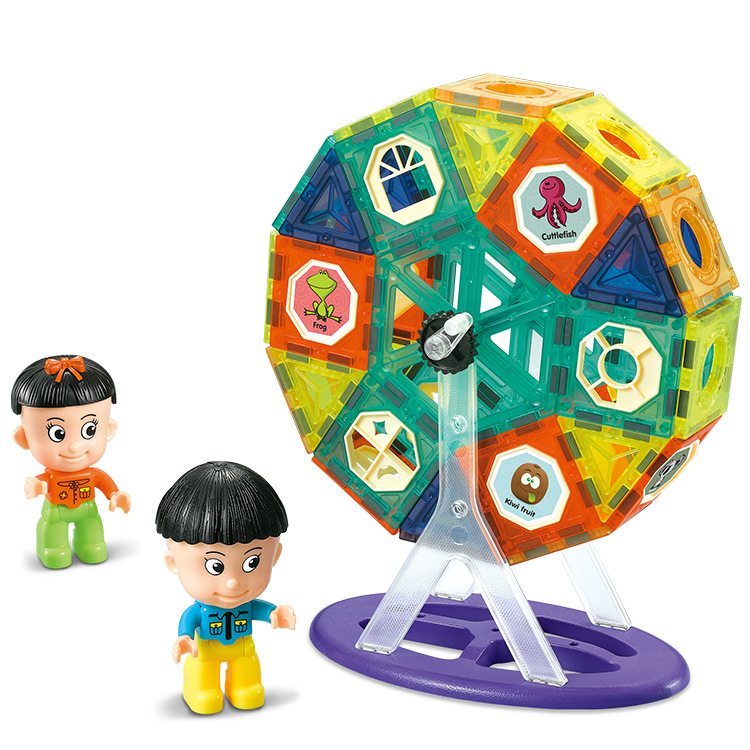 Factory Direct Supply Cross-Border Amazon Children&#039;s Early Education Colored Window Magnetic Sheet Assembled Ferris Wheel Changeable Building Blocks Toys